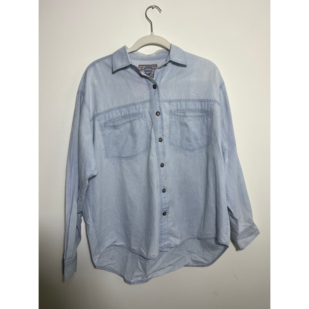 Vintage PS Gitano Light Wash Denim‎ Button Down Shirt Cotton Blue 90s